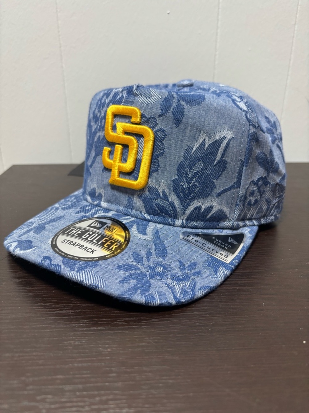New Era Blue Floral Snapback with Gold SD Patch
